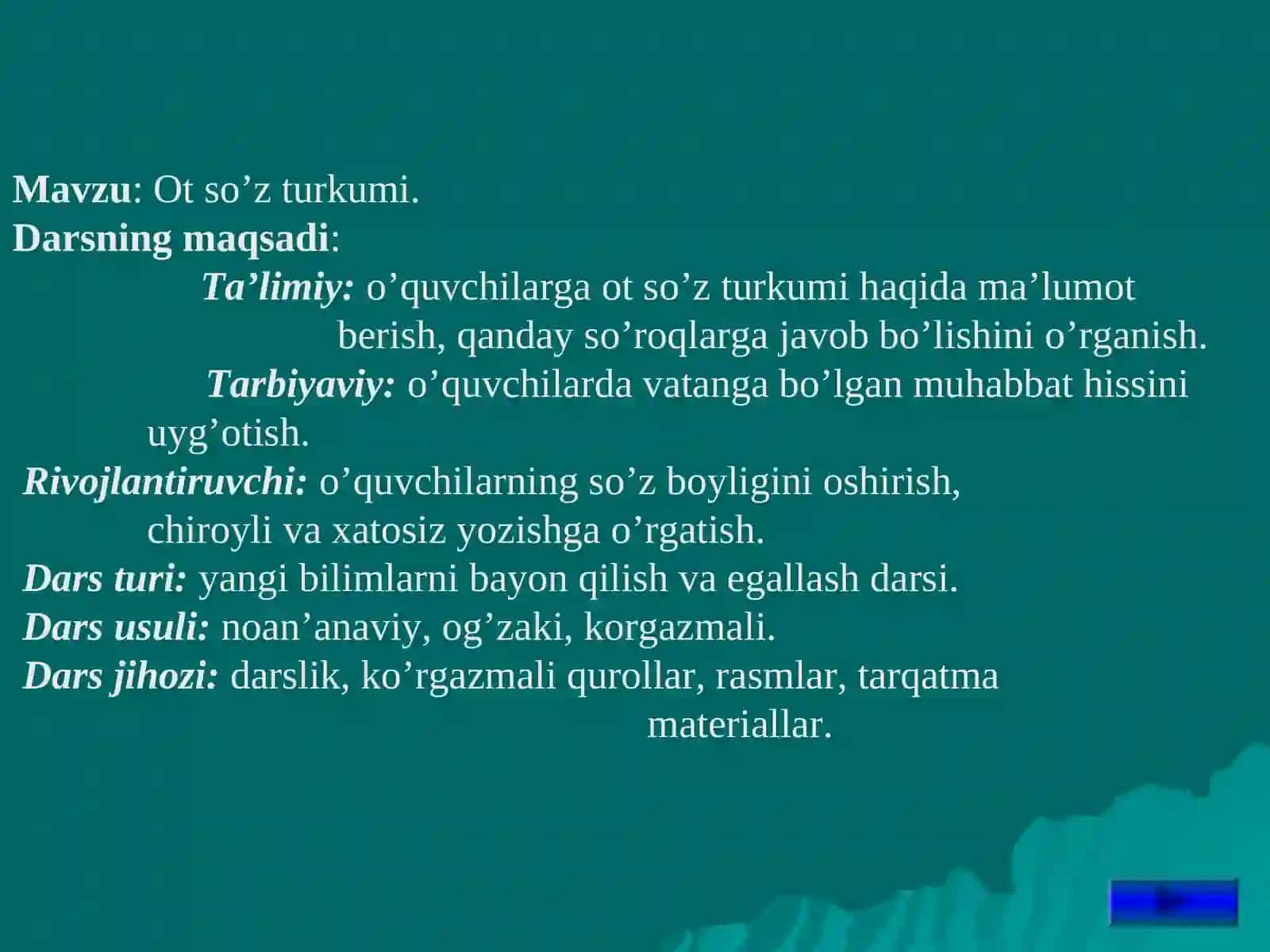 Otning o’rganish darslari rejasi va darslari ishlanmasini tuzish 3