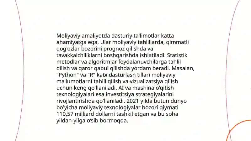 Moliyaviy amaliyotda qollaniladigan dasturiy talimotlar va ular ishlash texnologiyasi 3