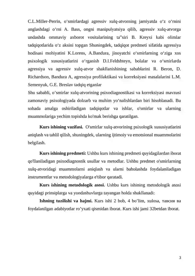 O’SMIRLIK DAVRIDA DEPRESSIV XOLATLAR PSIXOKORREKSIYASI KURS ISHI 3