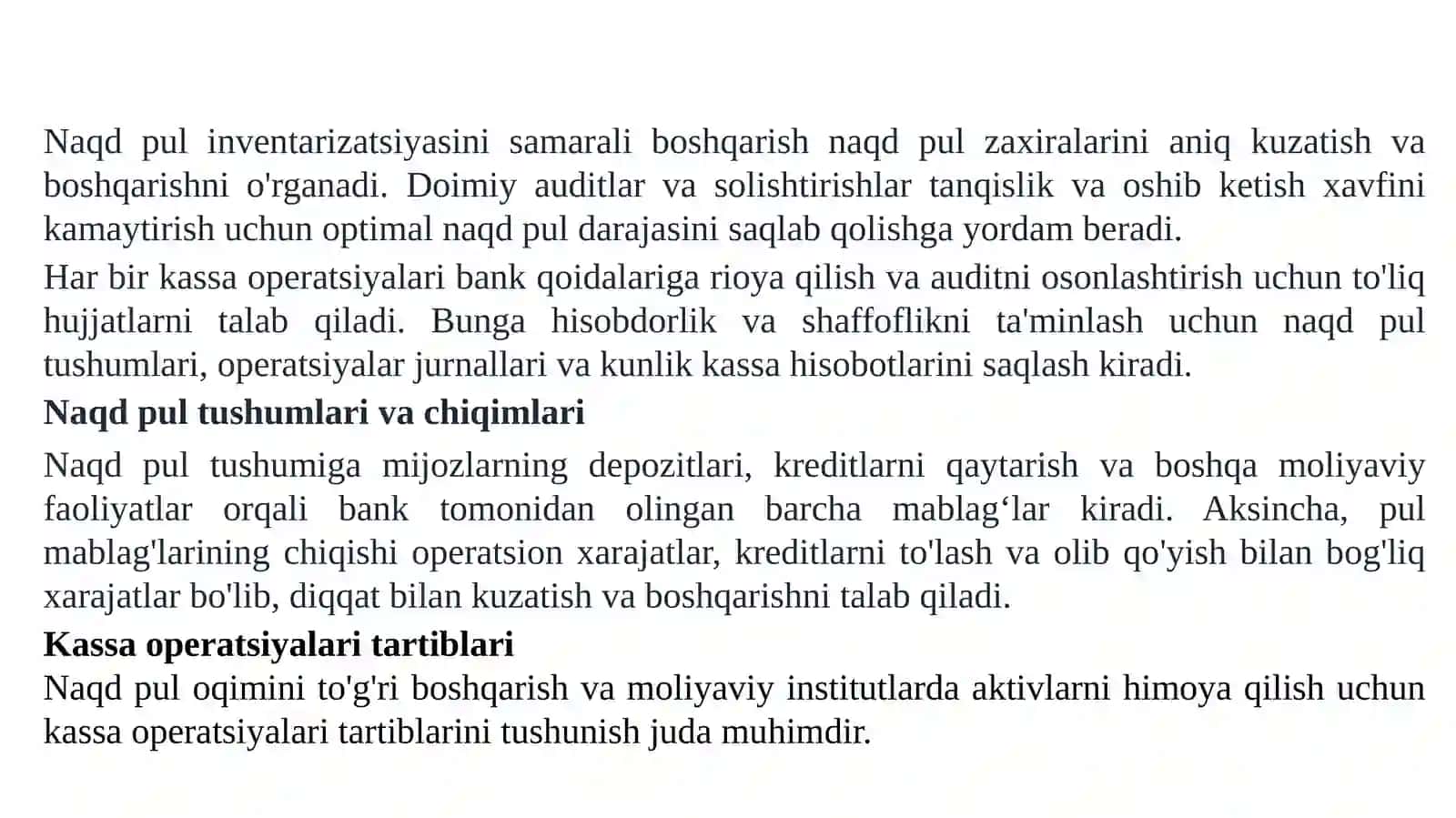 Naqdpul va kassa operatsiyalari auditi 3