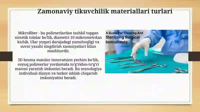Zamonaviy tikuv materiallari. Sterilizatsiya oldi tayyorgarlik va sterilizatsiya 3