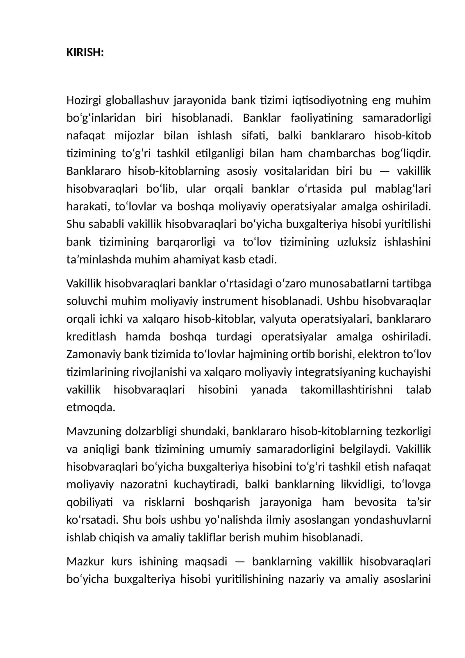 banklarning vakillik hisobvaraqlarii bo'yicha buxgalteriya hisobi yuritilishi va uni takomillashtirish 3