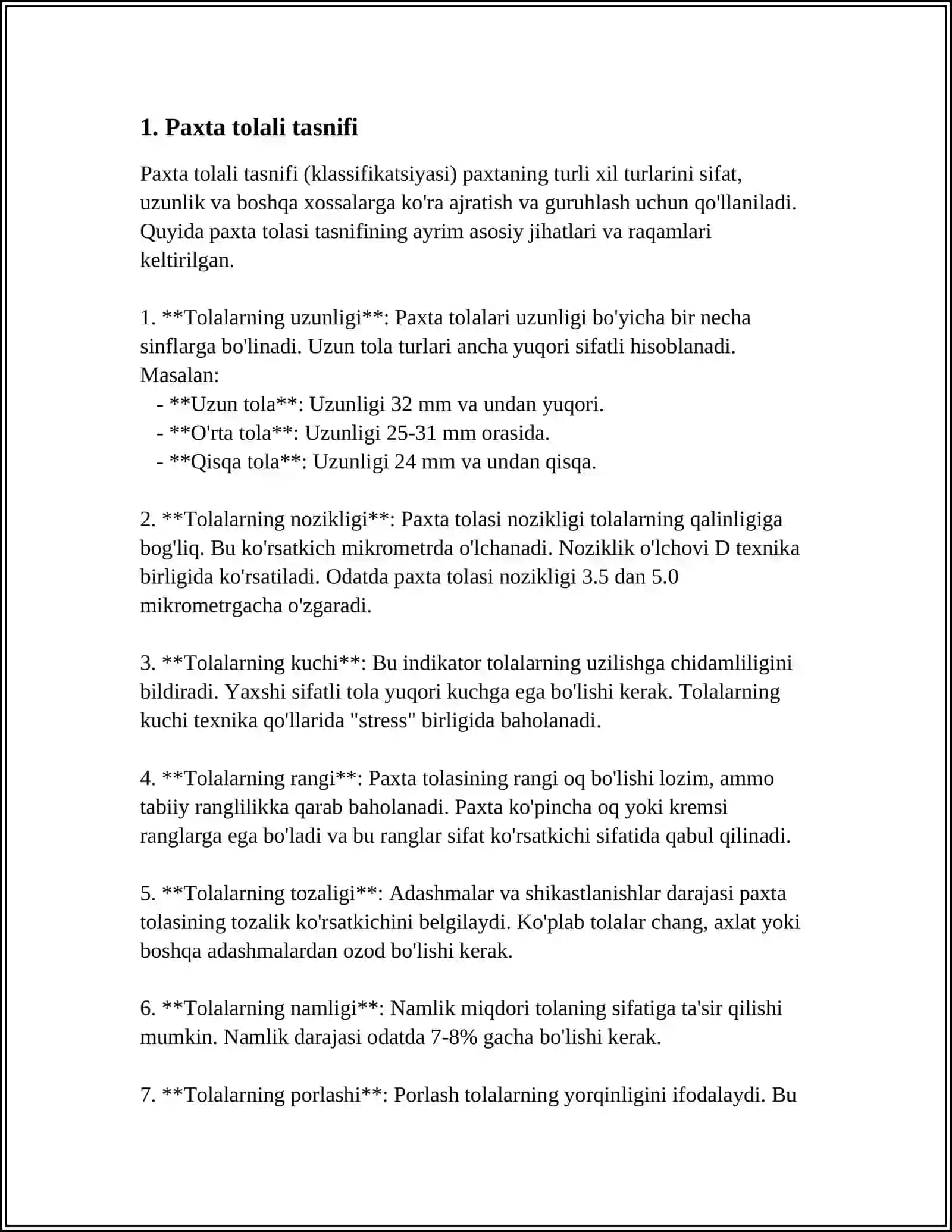 PAXTA TOLALI GAZLAMANING TURLARI VA XOSSALARI 3
