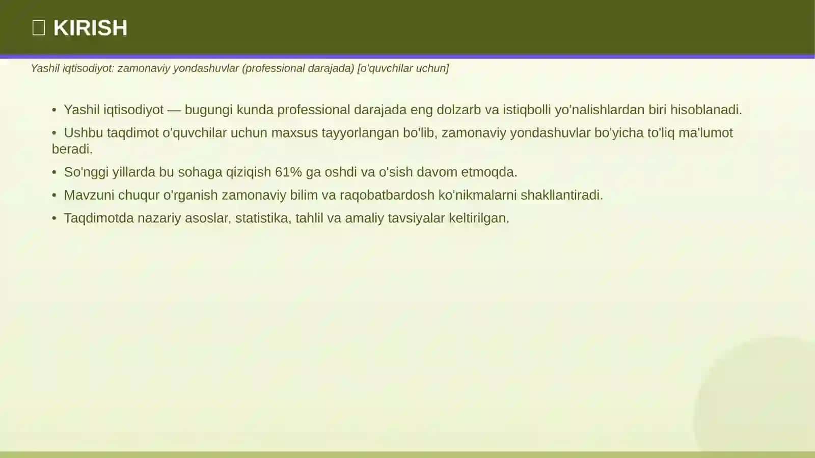 Yashil iqtisodiyot: zamonaviy yondashuvlar (professional darajada) 3