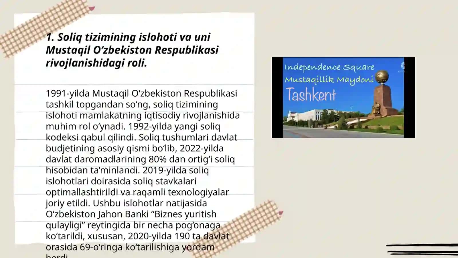 MUSTAQIL ISH O'ZBEKISTON RESPUBLIKASIDA SOLIQ KODEKSINING AHAMIYATI 3