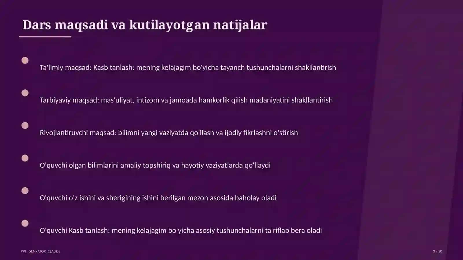 Sinf soati va tarbiyaviy tadbirlar (1–11) — o'qituvchilar uchun 3