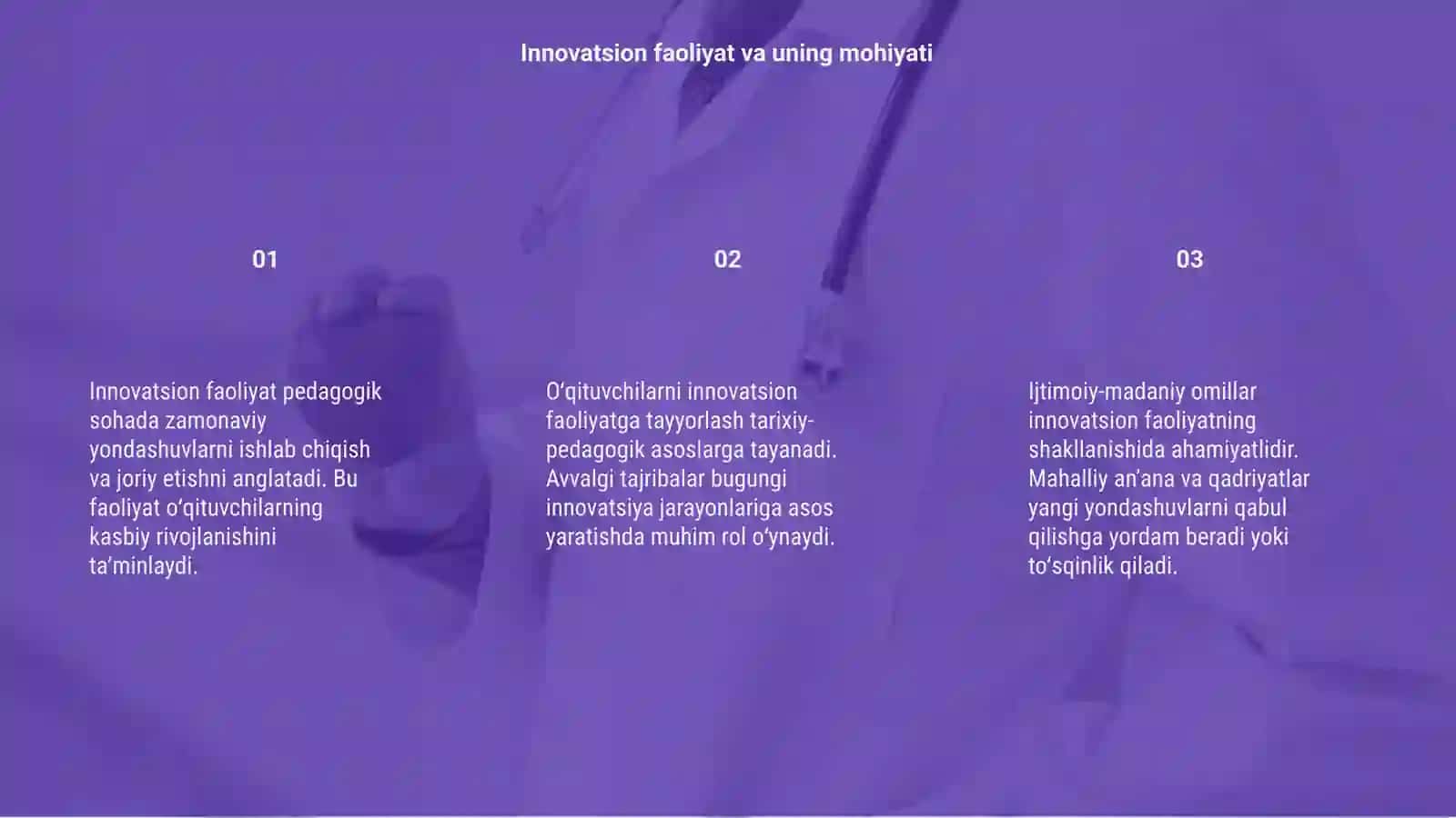 Oʻqituvchi innovatsion faoliyatining ijtimoiy-madaniy masalalari 3