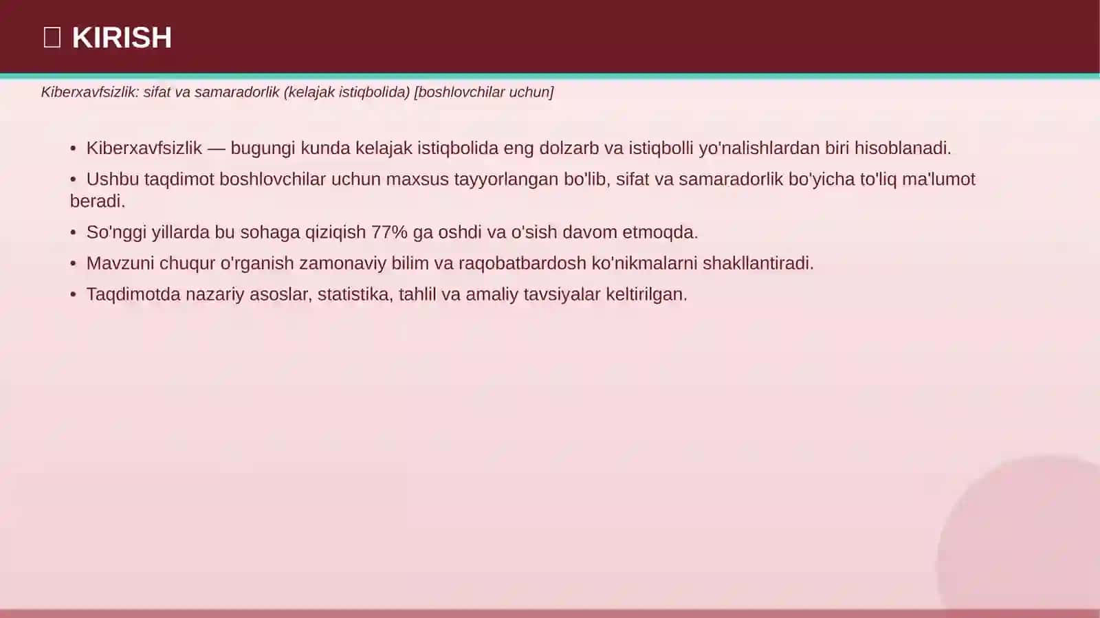 KIBERXAVFSIZLIK: Sifat va samaradorlik 3
