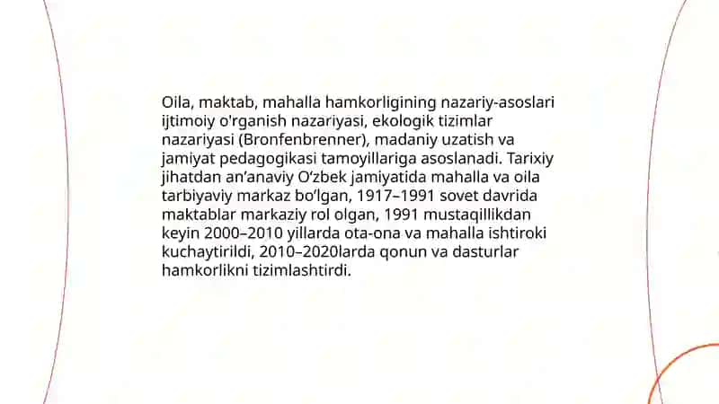 Oila, maktab, mahalla hamkorligining shaxs maʼnaviyatini shakllantirishdagi oʻrni 3