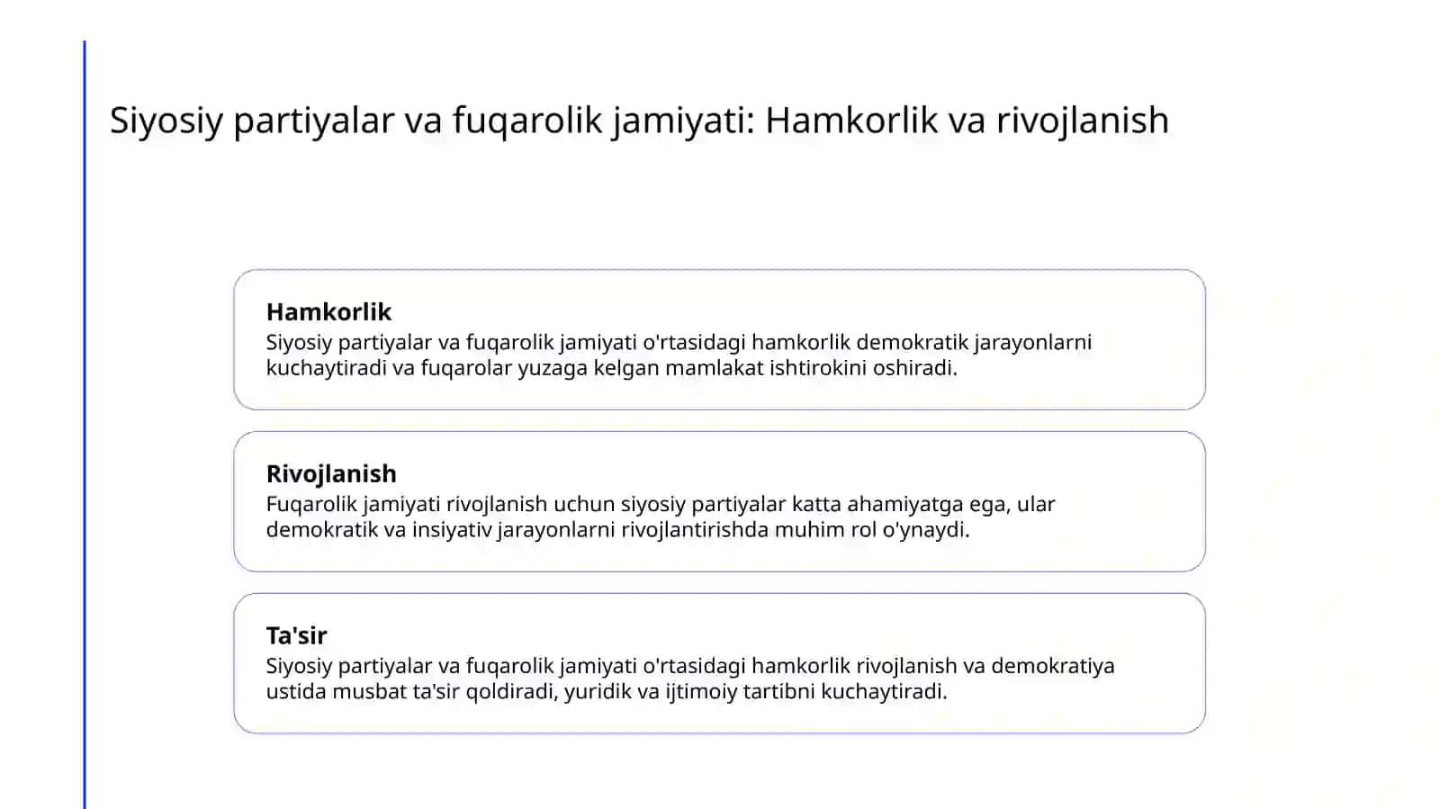 Respublikada fuqarolik jamiyatini shakllantirishda siyosiy partiyalarning òrni 3