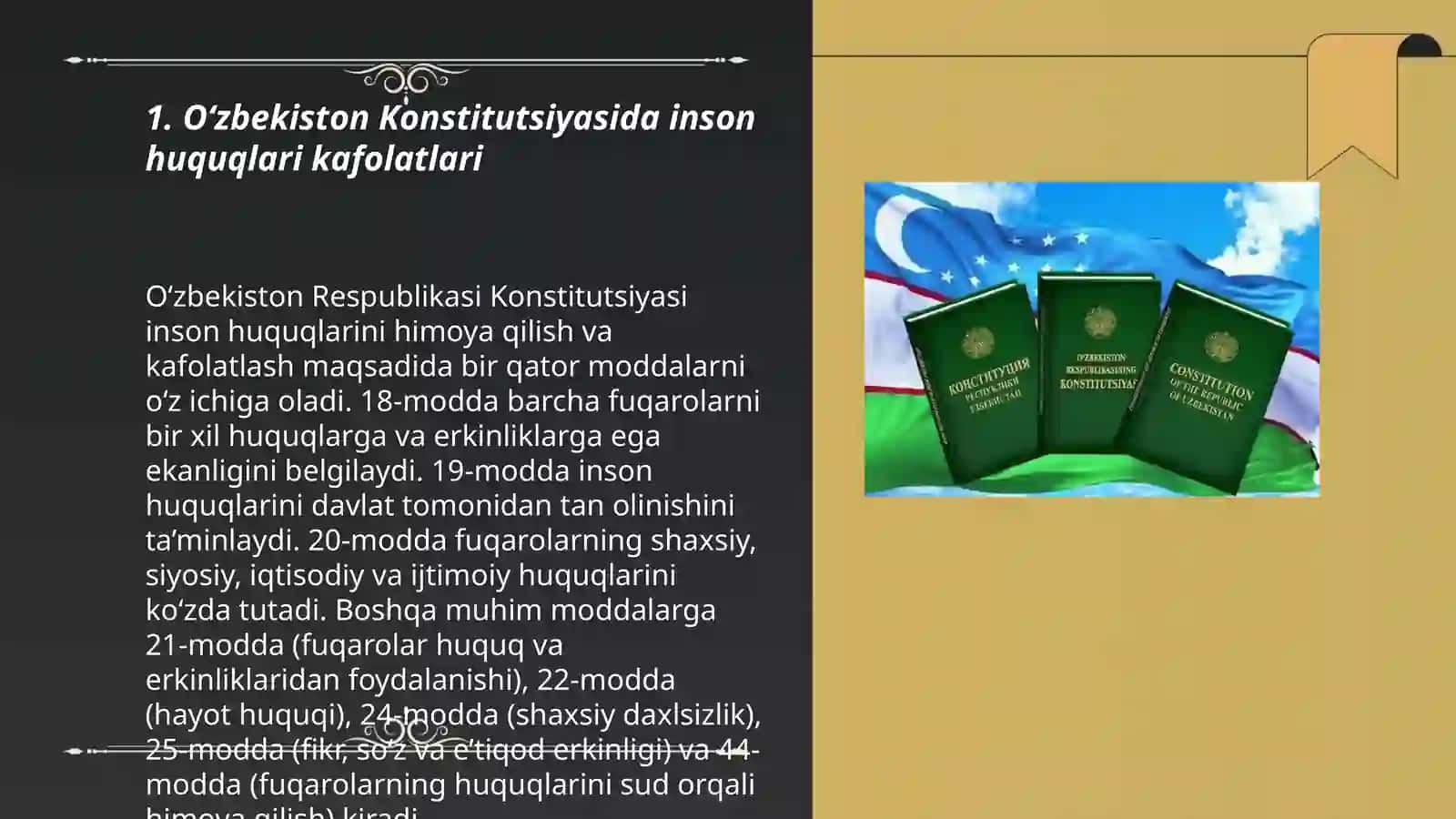 Yangi Oʻzbekistonda inson haq-huquqlari va erkinliklarini kafolatining yaratilishi 3