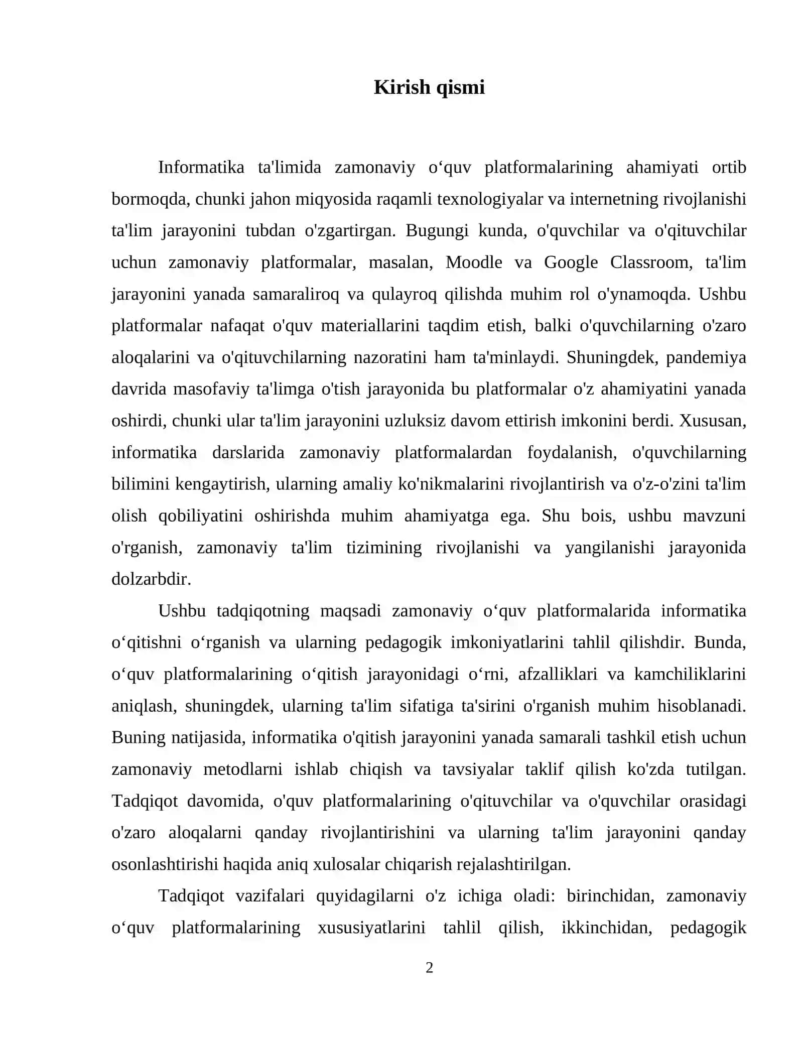 Zamonaviy o‘quv  platformalarida (Moodle,  Google Classroom)  informatika o‘qitish 3