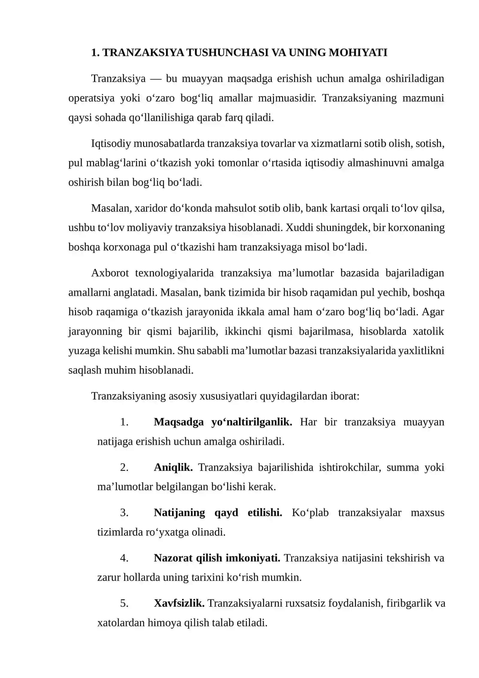 Tranzaksiya va uning turlarini o‘rganish va taqdim etish 3