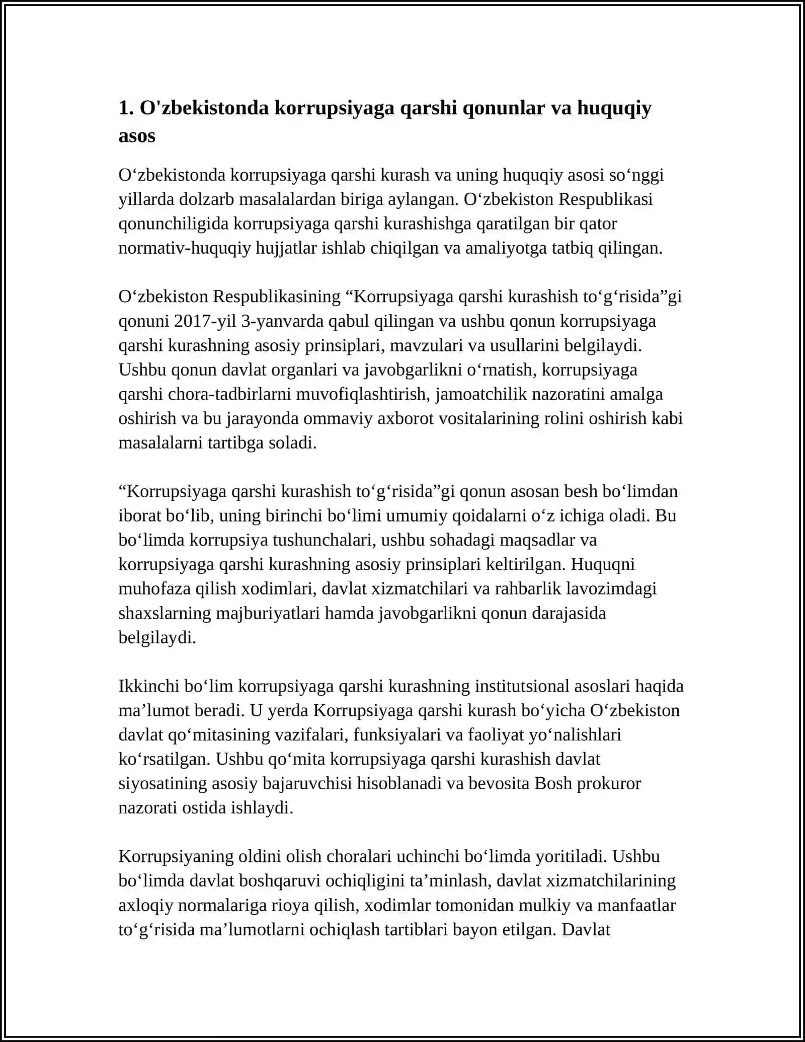 O'ZBEKISTONNING KORRUPSIYAGA QARSHI KURASHI 3