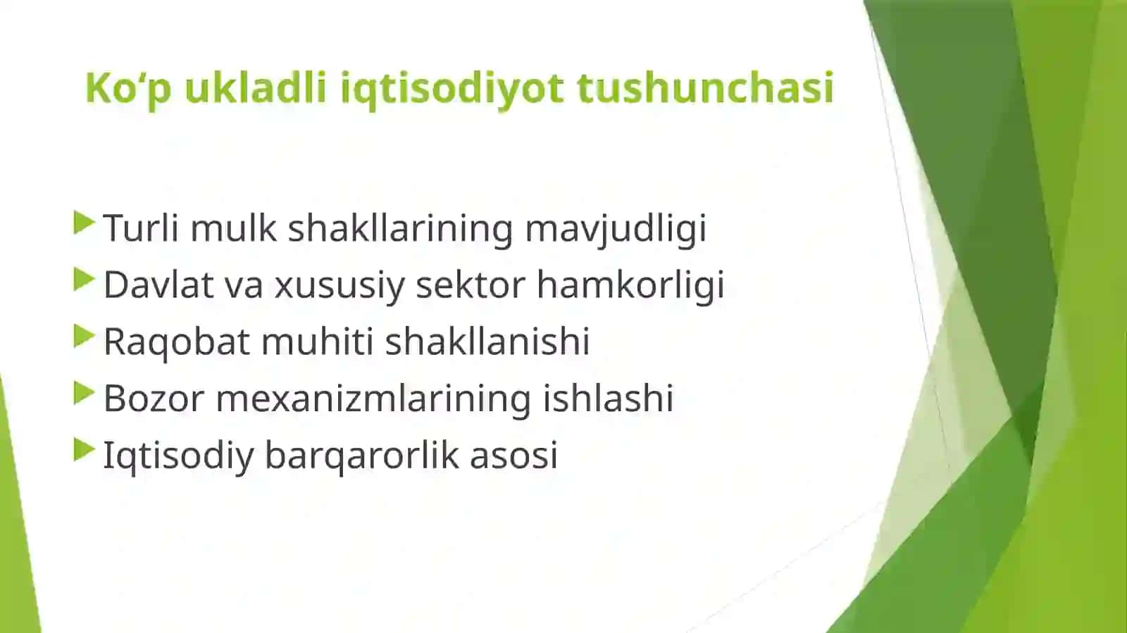 Oʻzbekistonda koʻp ukladli iqtisodiyotning va mulkdorlar sinfining shakllanishi 3