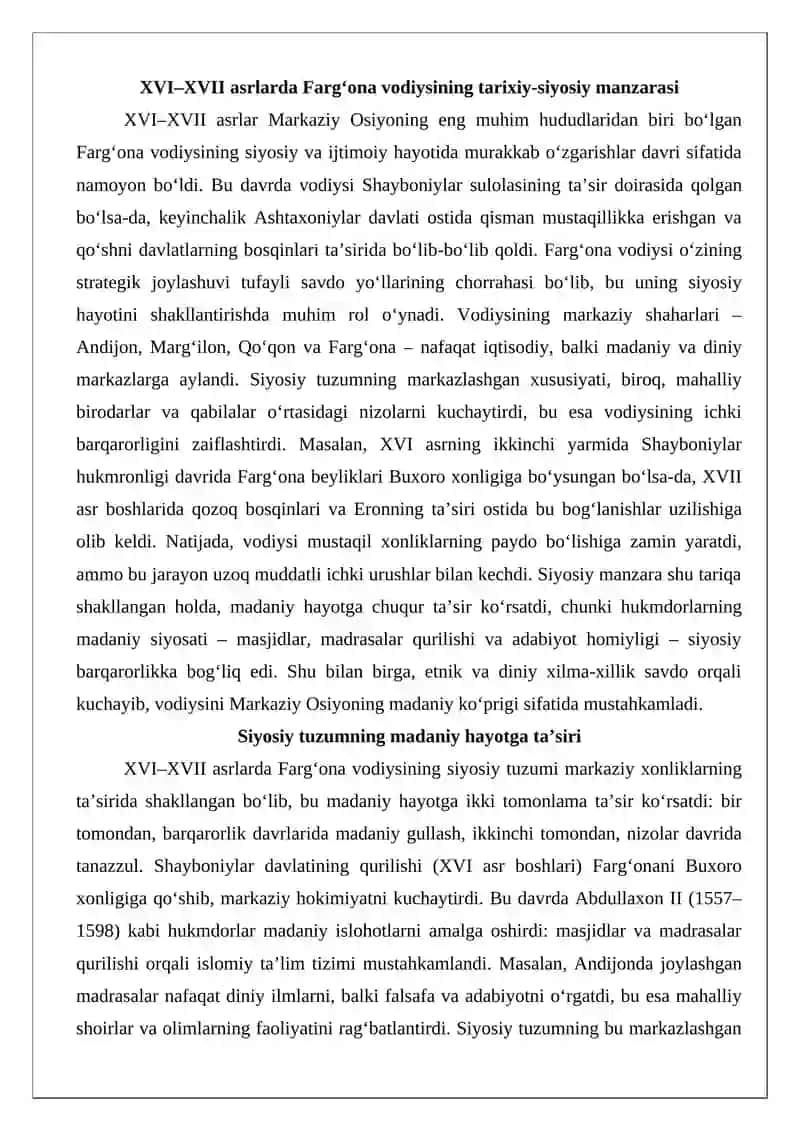 XVI–XVII asrlarda Farg‘ona vodiysida madaniy-ma’naviy hayot va ilmiy muhit 3