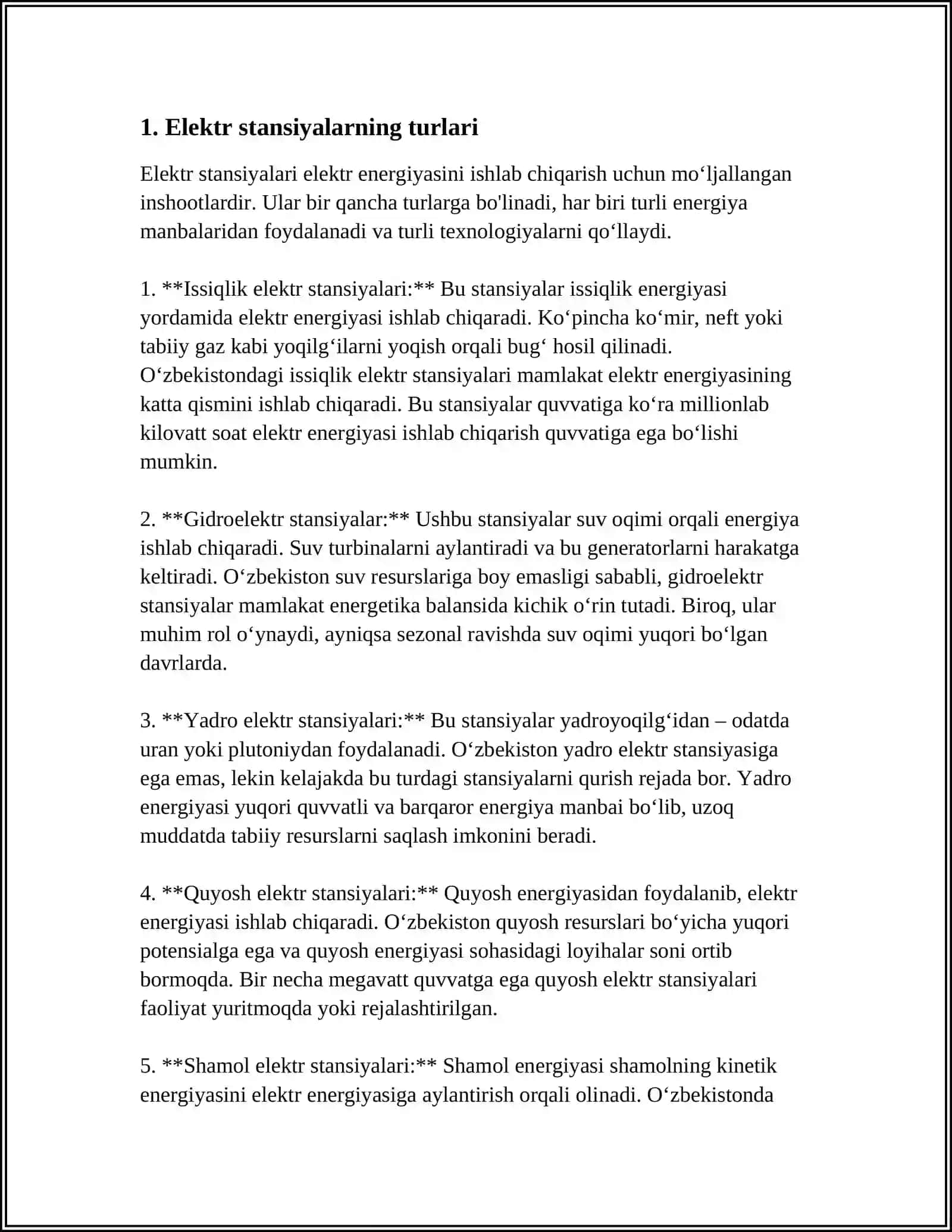 ISSIQLIK ELEKTRO STANSIYALARI HAQIDA MA'LUMOT 3