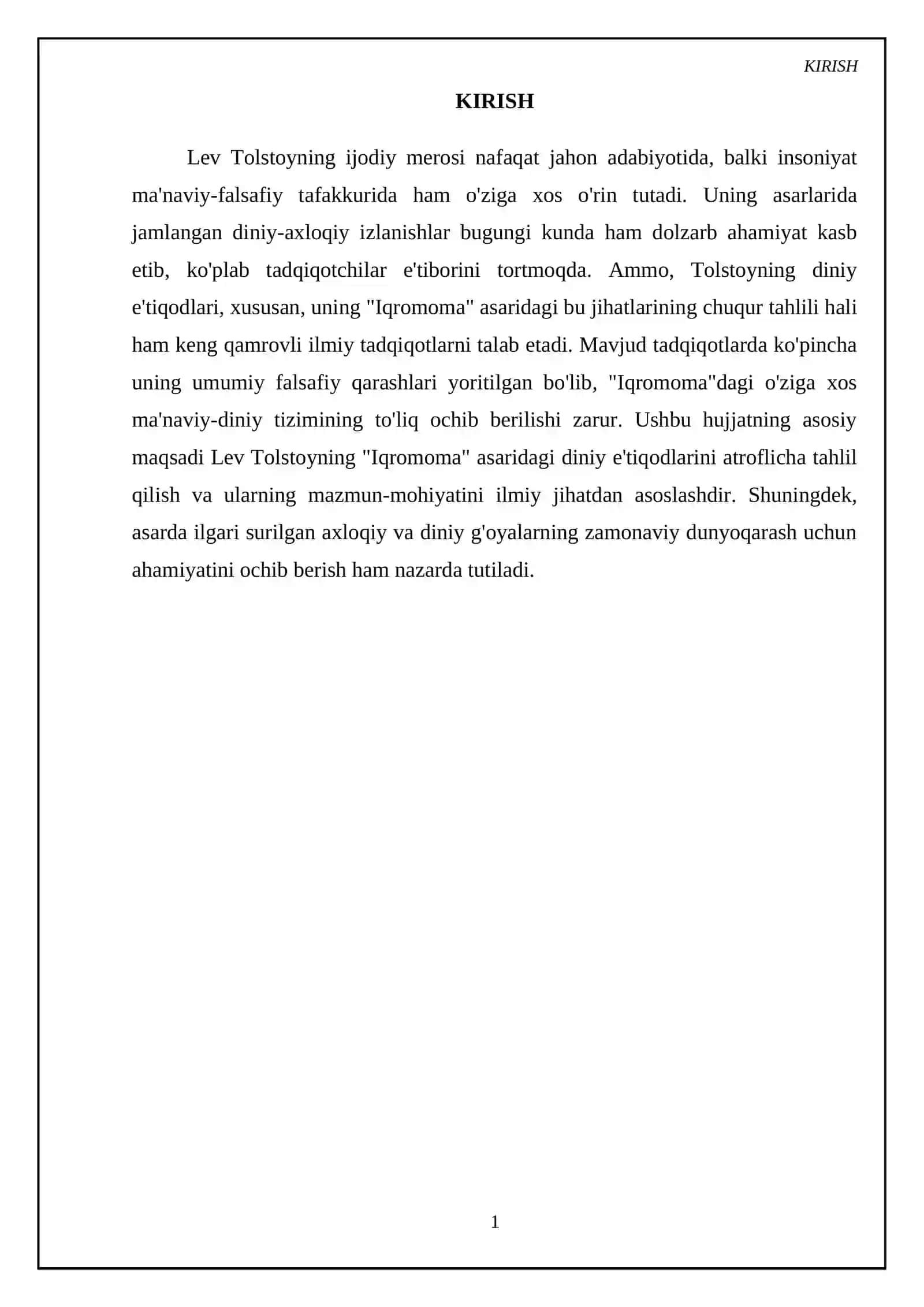 Lev Tolstoyning Iqromoma asaridagi diniy eʼtiqodlarini tahlil etish 3
