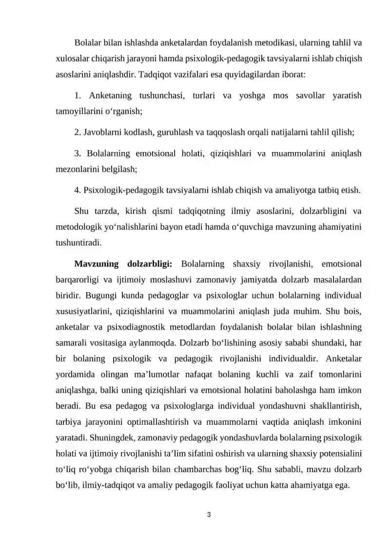 Bolalar bilan ishlashda anketalardan foydalanish metodikasi 3
