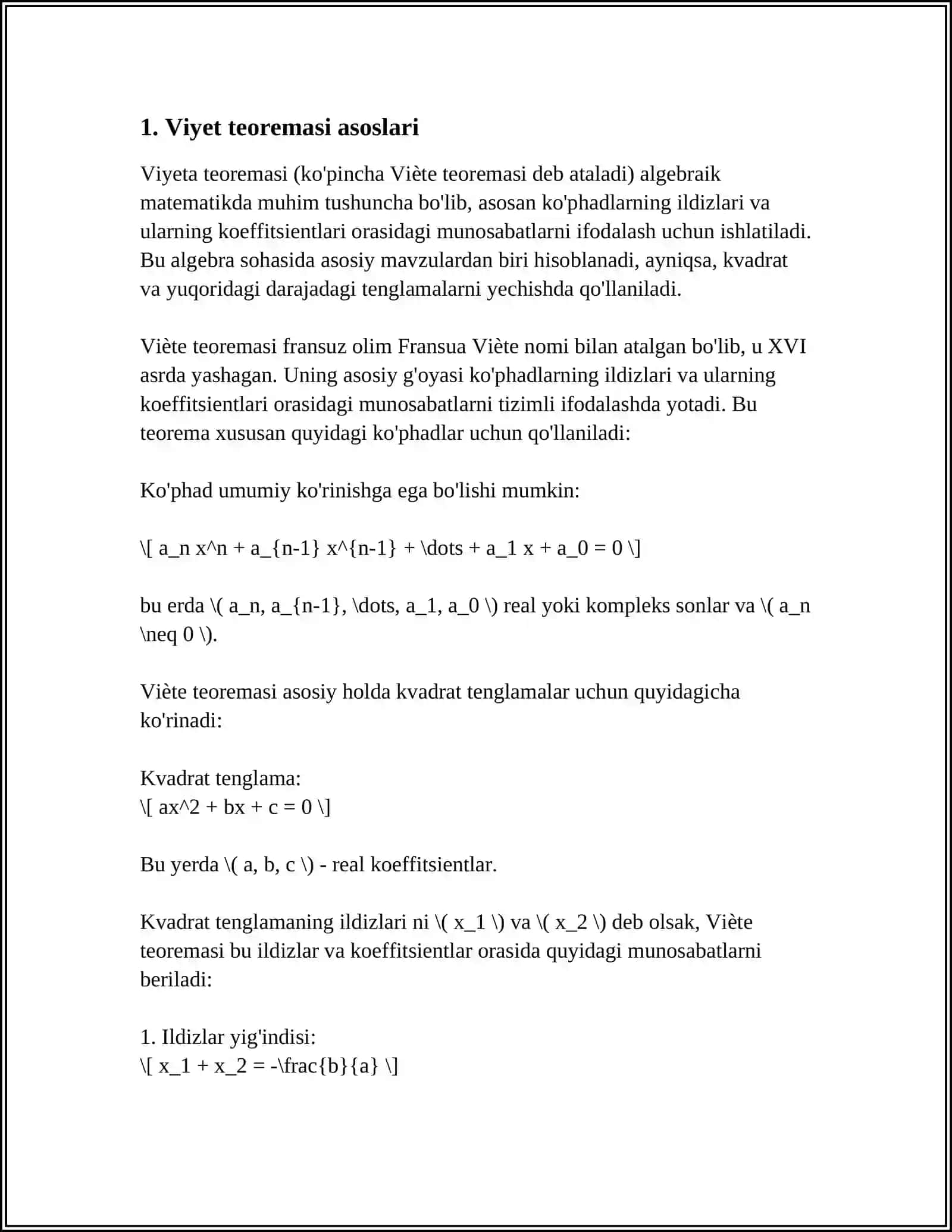 VIYET TEOREMASI 3