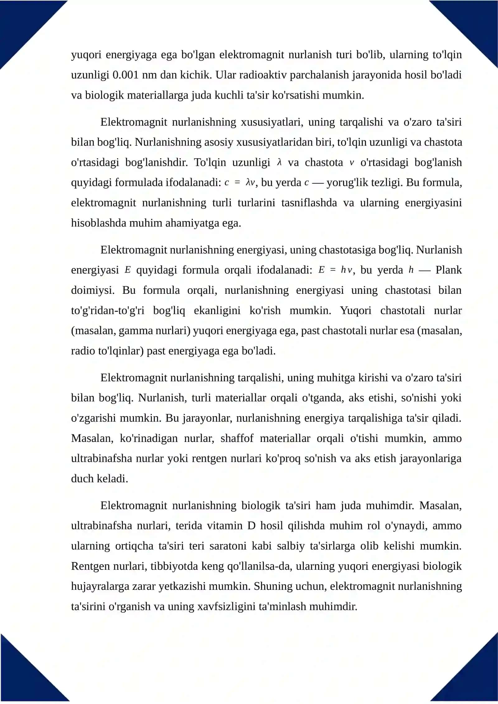 Elektromagnit nurlanishning ta’siri. 3