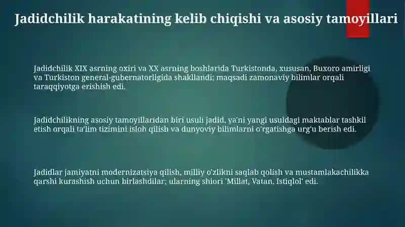 Jadidchilikning ma'rifiy merosi: asosiy yo'nalishlar 3