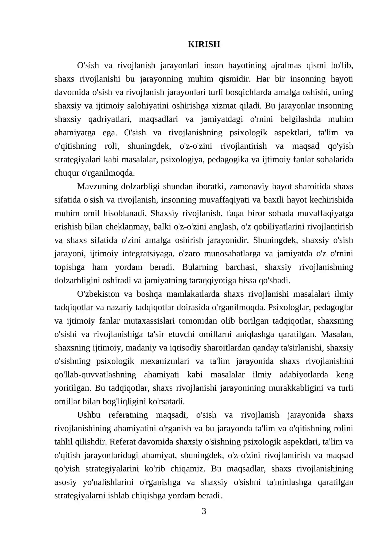 O'sish va rivojlanish. Shaxs rivojlanishi 3