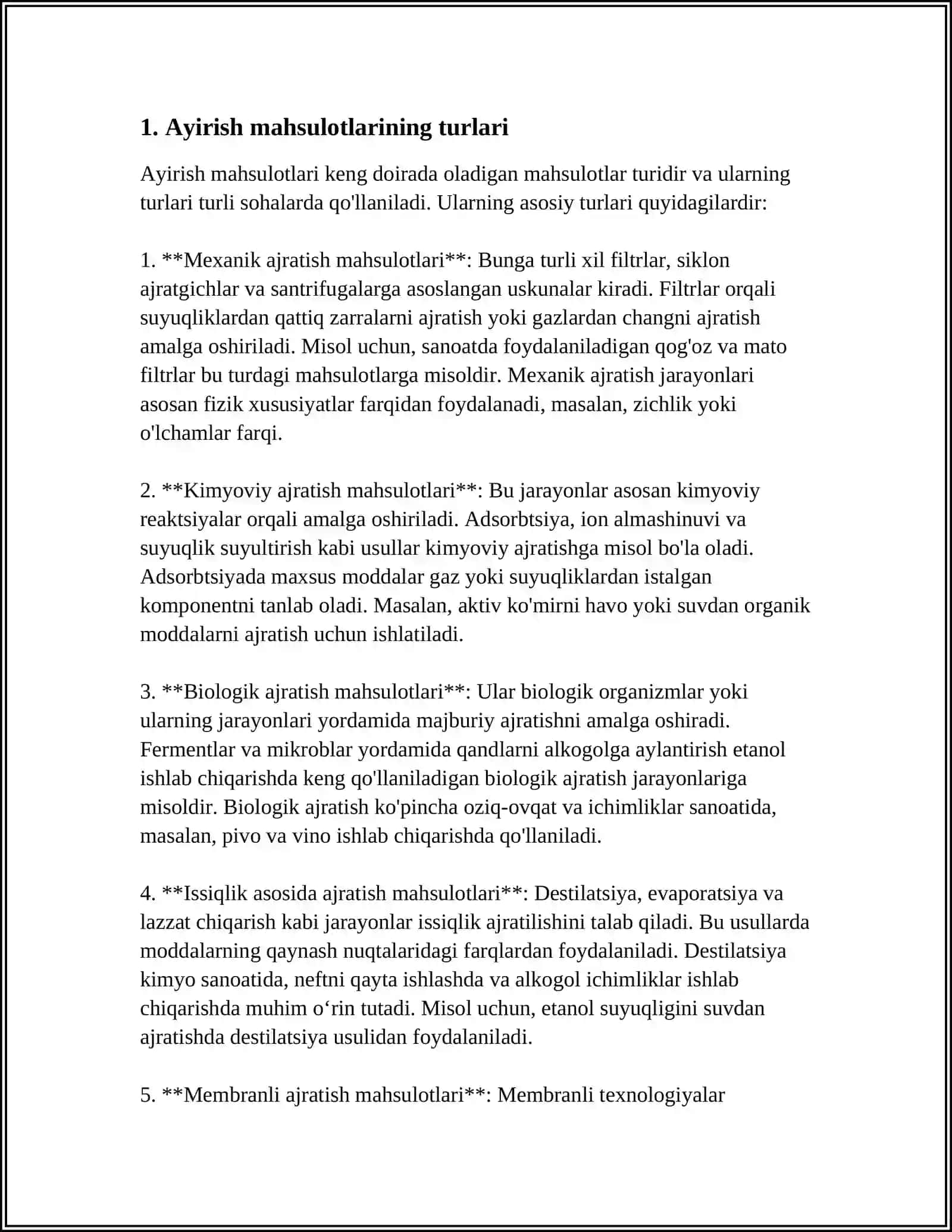 AYIRISHNING AHAMIYATI. AYIRISH MAHSULOTLARI 3