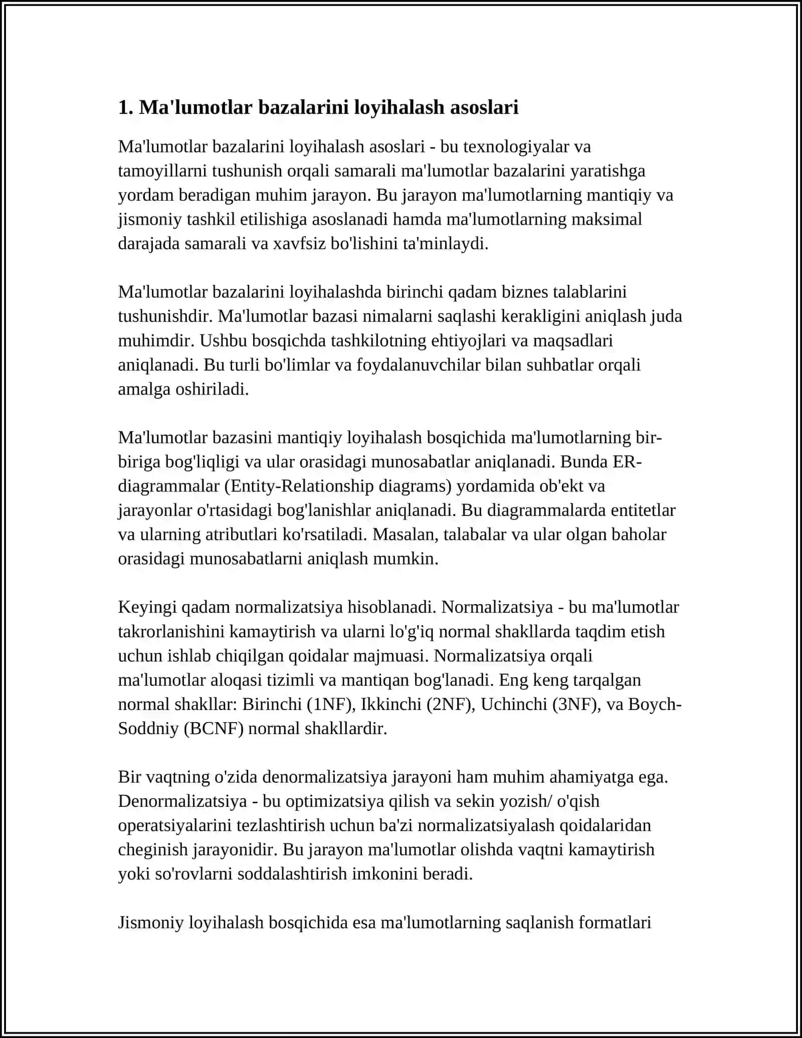 BERILGANLAR BAZASINI KONSEPTUAL LOYIHALASH 3