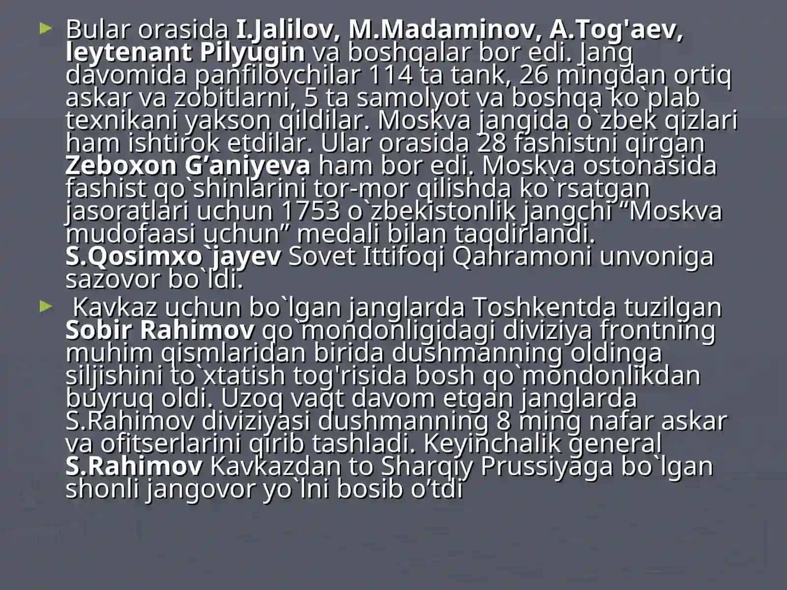 Oʻzbek jangchilarining frontdagi faoliyati 3
