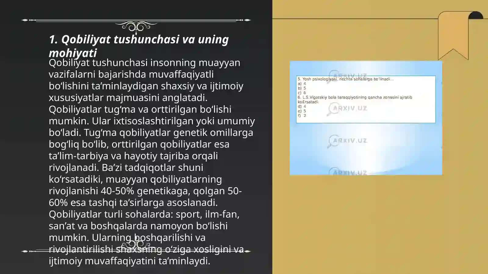 Umumiy Psixologiya fanining qobiliyat mavzsdan 3