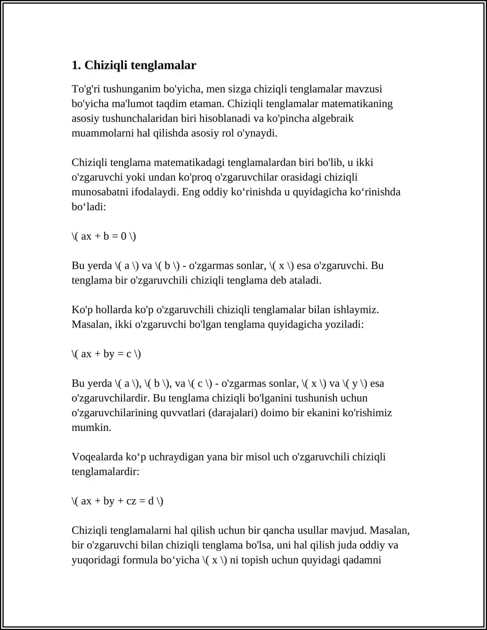 FAZODA TEKISLIK TENGLAMALARI 3