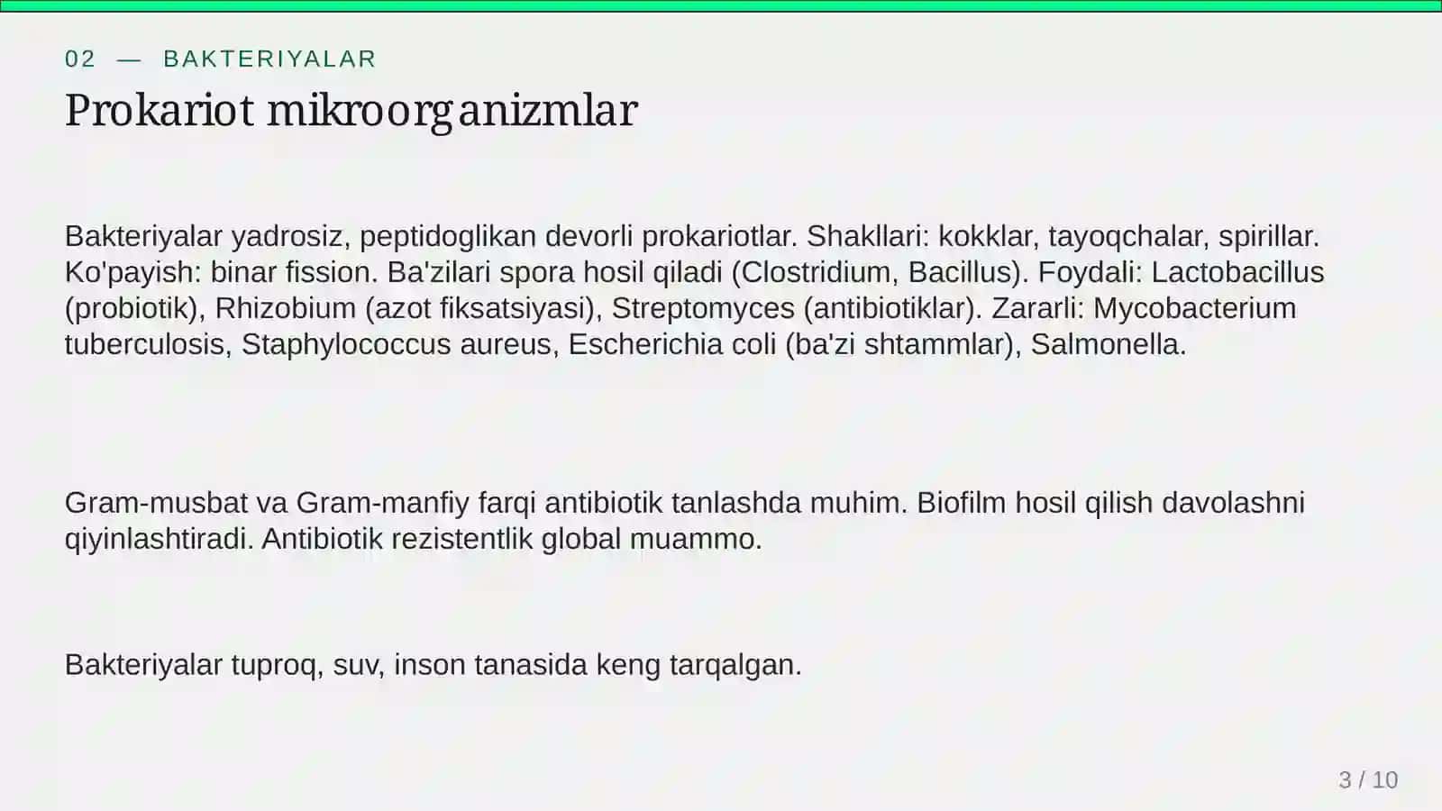Mikroorganizmlar: bakteriyalar, viruslar va zamburug'lar 3