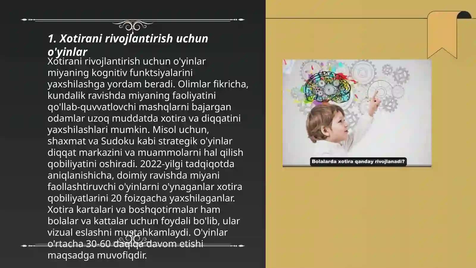 Xotirani rivojlantirish uchun o'yinlar 3