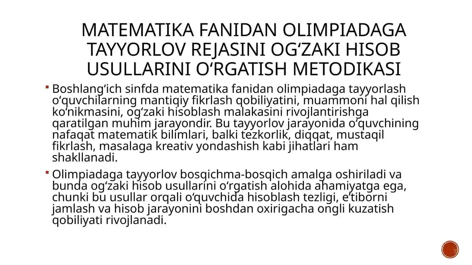 Matematika fanidan olimpiada tayyorlov rejasini o'rgatish metodikasi 3