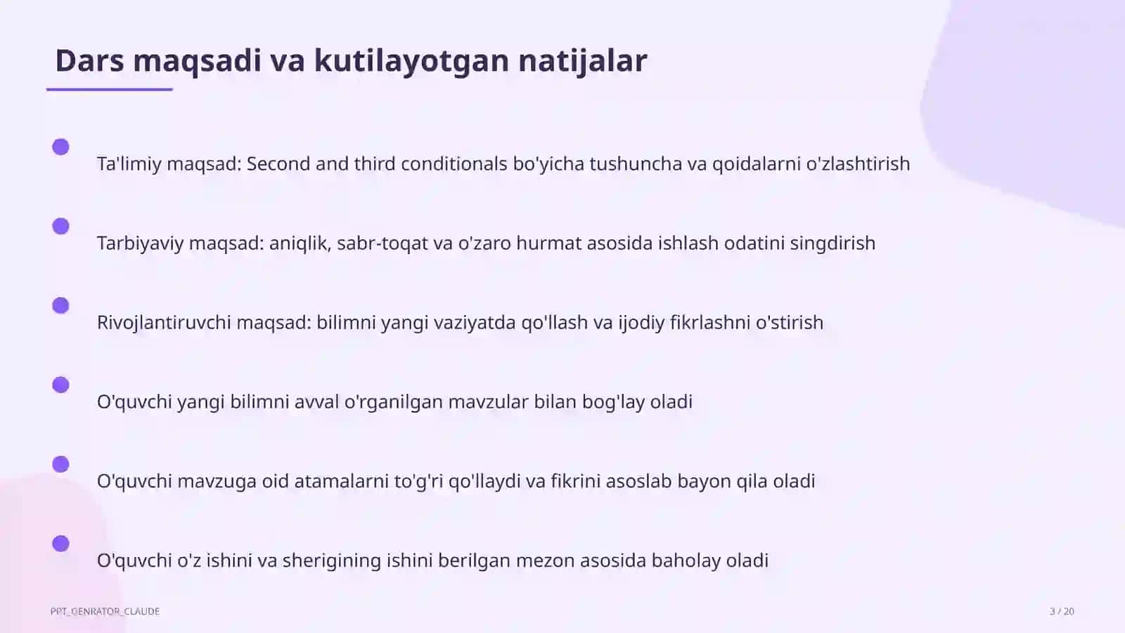 Ingliz tili (1–11) — takrorlash darsi uchun 3