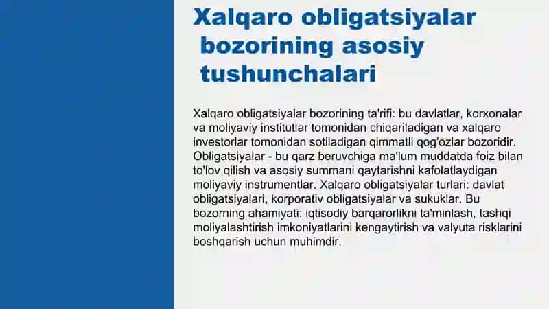 Xalqaro obligatsiyalar bozori va uning rivojlanishi 3