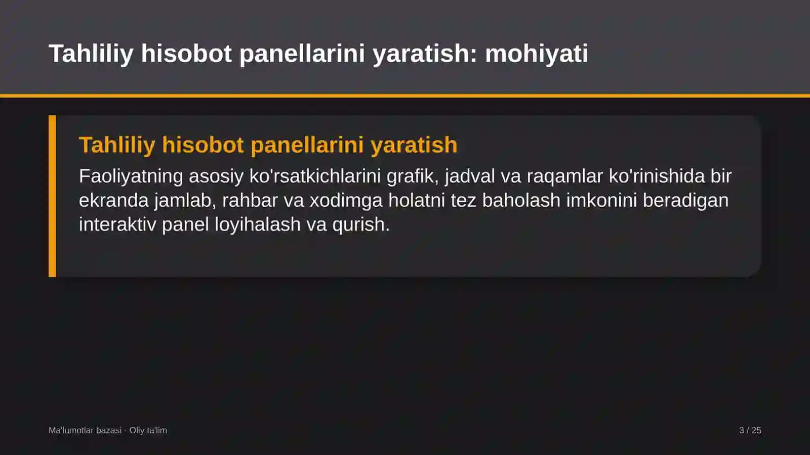 avtomobillarga gaz to'ldirish shoxobchalarida tahliliy hisobot panellarini dashboard yaratish 5221 3