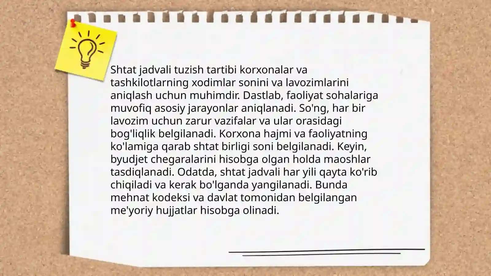Tashkiliy hujjatlar. Shtat jadvali 3
