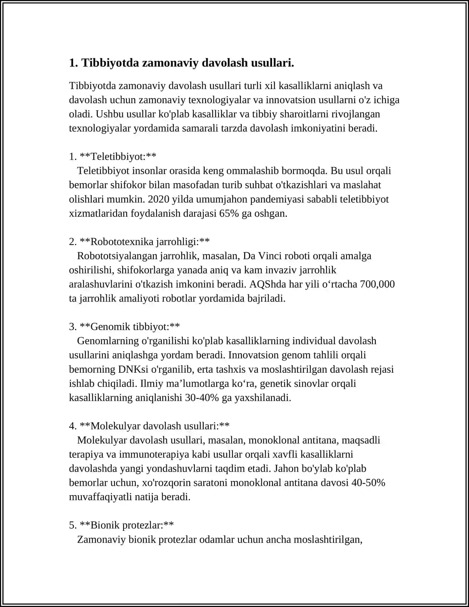 TIBBIYOT, BIOLOGIYA VA FARMATSIYANING AMALIY MASALALARINI OCHIB BERISH 3