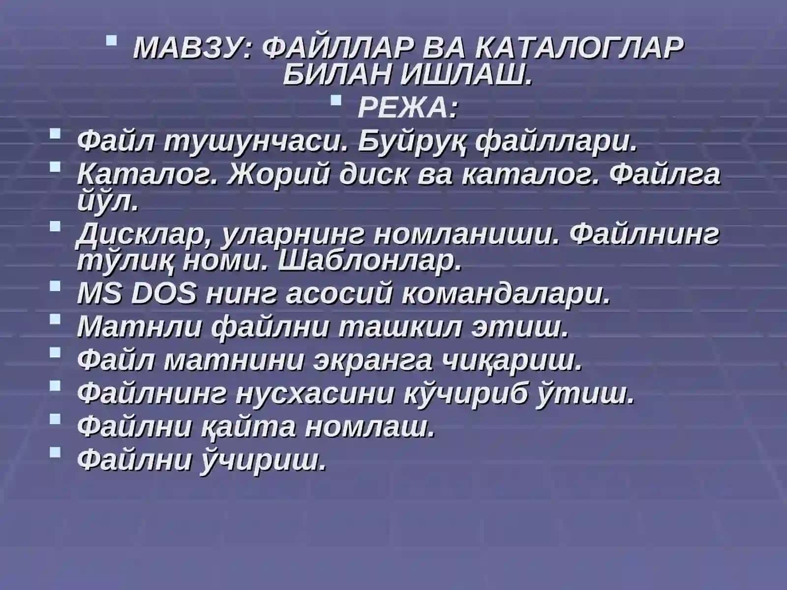 ФАЙЛЛАР ВА КАТАЛОГЛАР БИЛАН ИШЛАШ 3