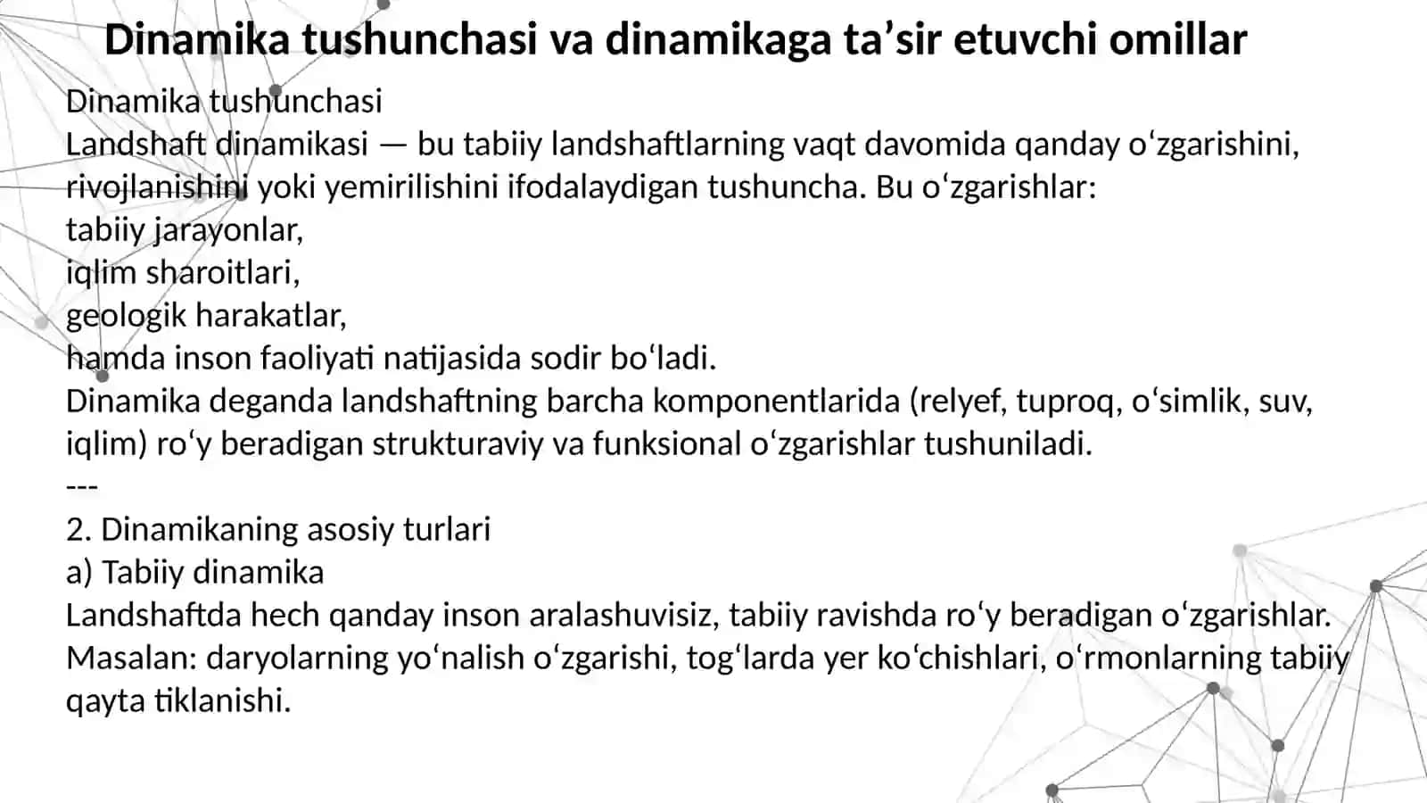 Landshaftlardan dinamikaning oʼrgatilishi masalalari 3