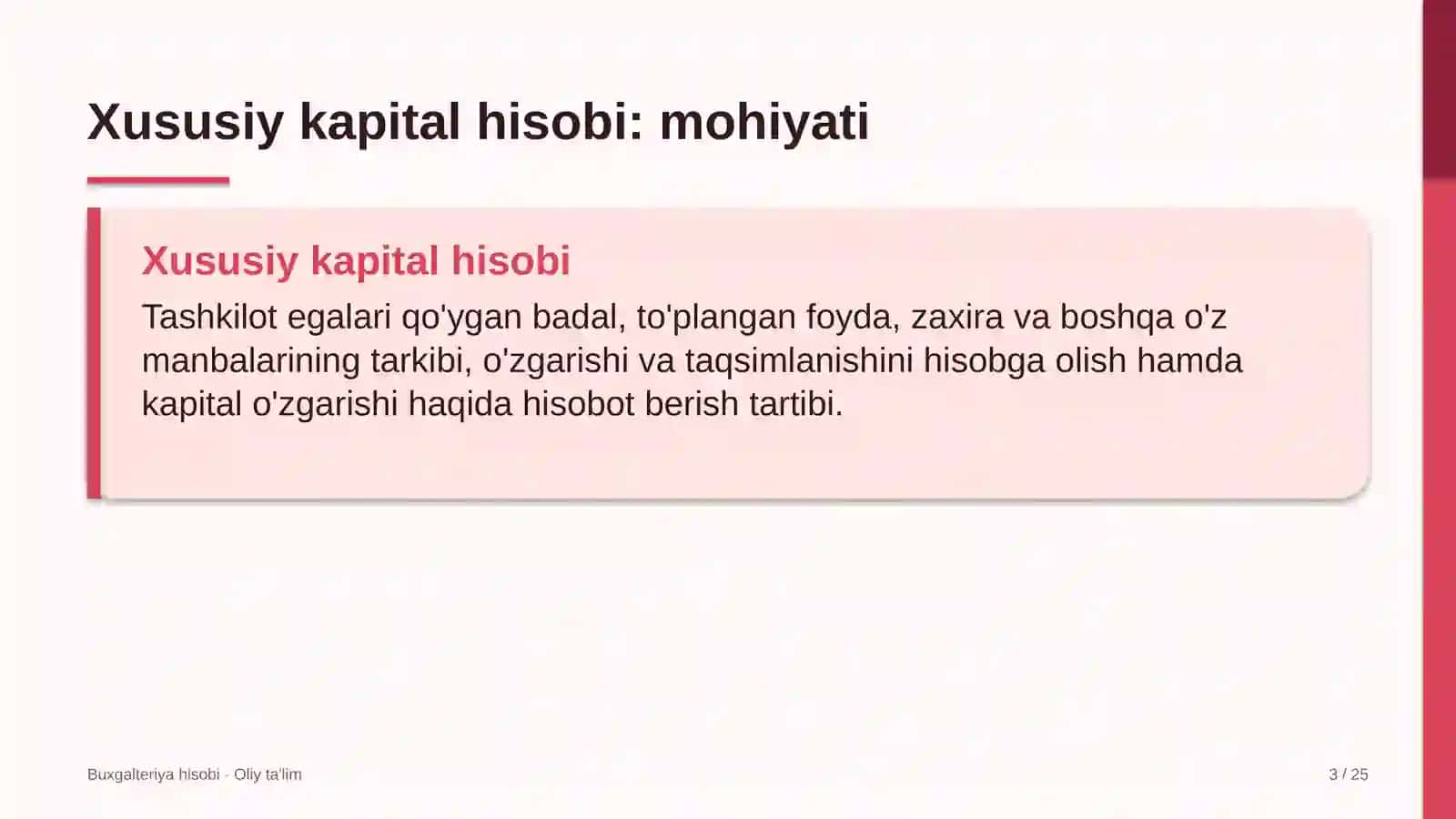 Chinni-fayans sanoatida xususiy kapital hisobi 3