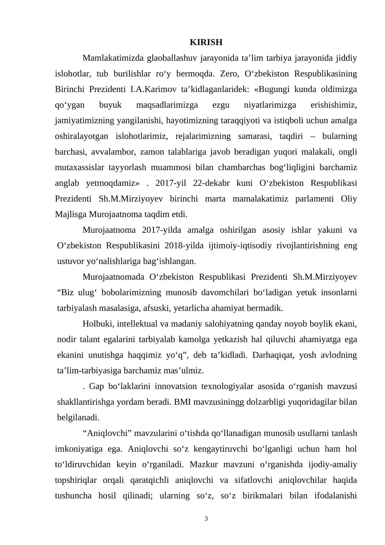 Aniqlovchi va uning oʻzbek tilshunosligida tadqiqi kurs ishi 3