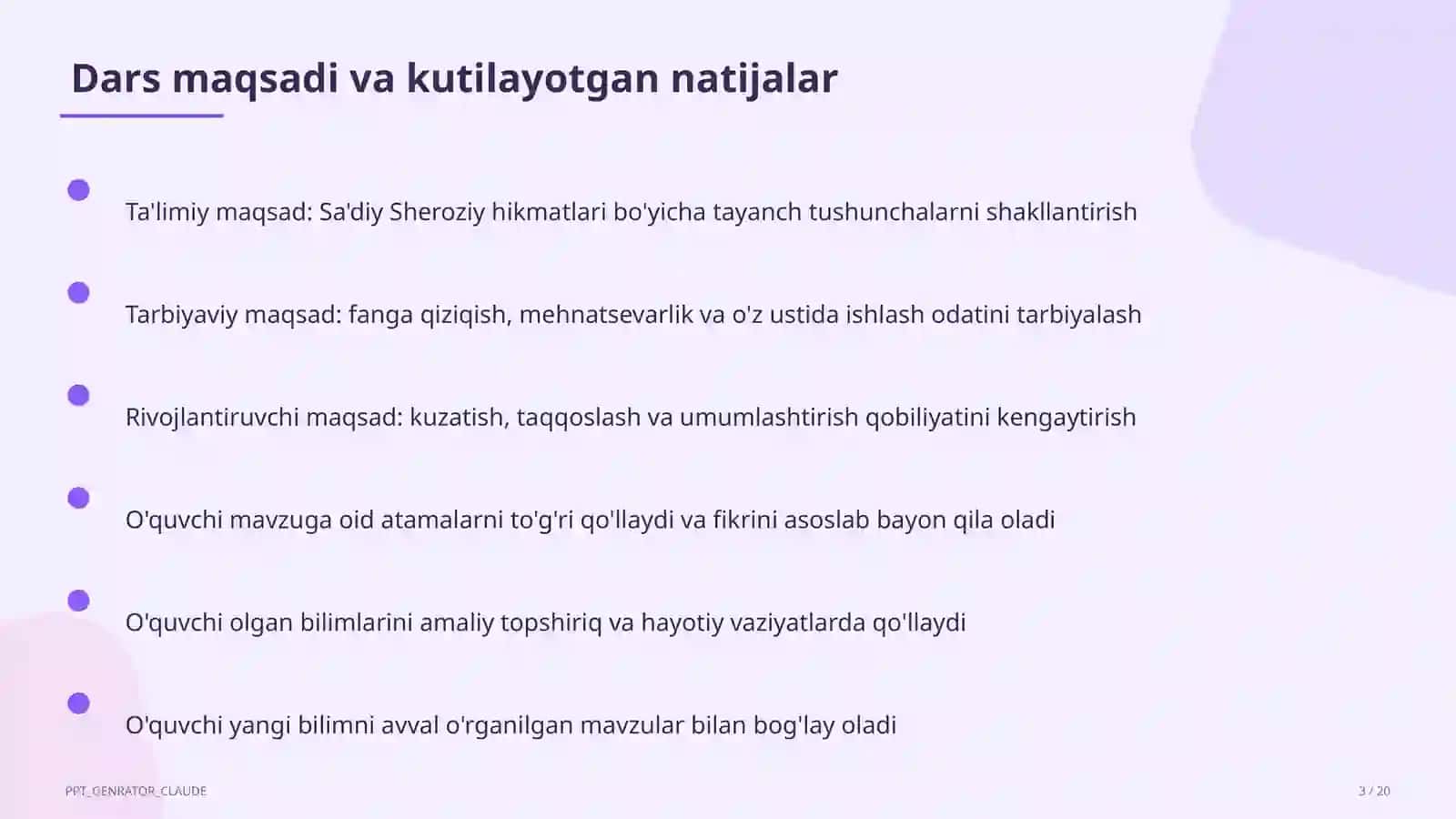 Sa'diy Sheroziy hikmatlari (6-sinf) 3