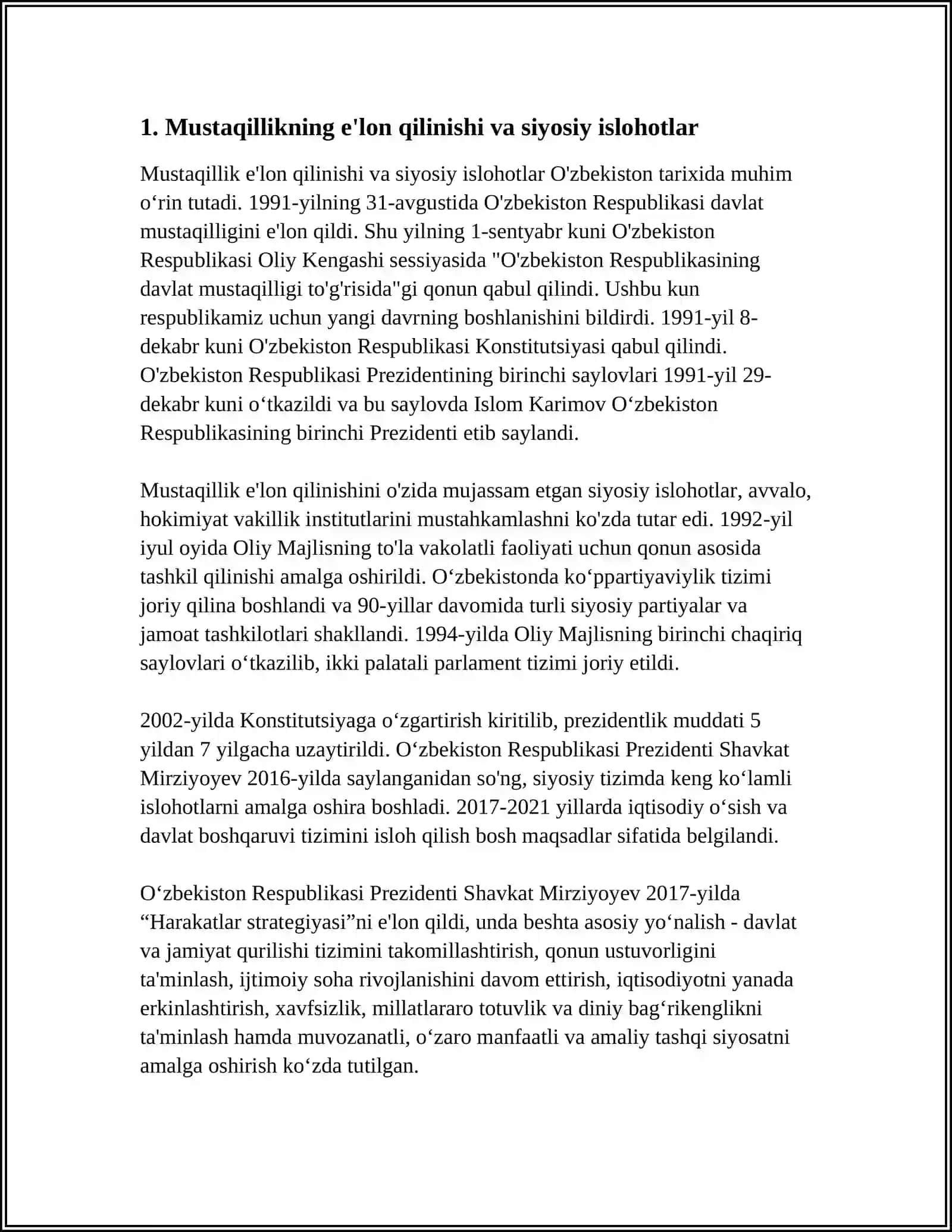 E'lon qilinishi va siyosiy islohotlar 3