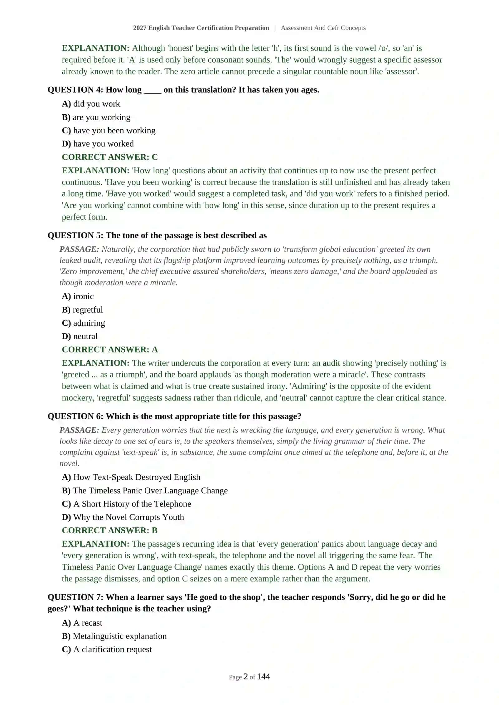 ENGLISH TEACHER EXAM PREPARATION - ASSESSMENT AND CEFR CONCEPTS - 2027 CERTIFICATION PREPARATION 3