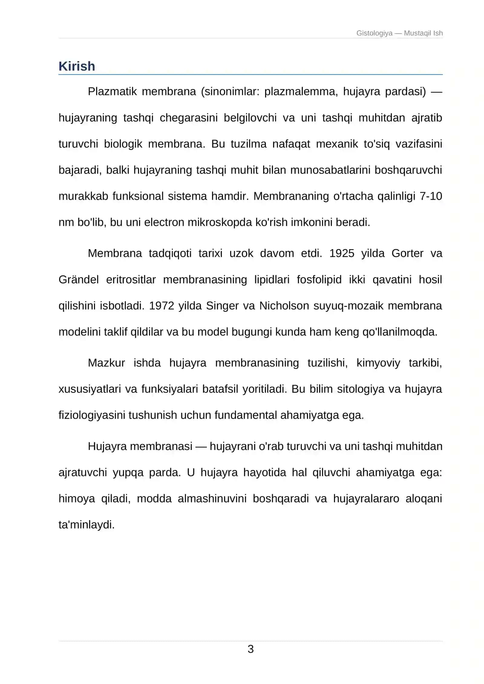 Hujayra membranasining tuzilishi va funksiyalari 3
