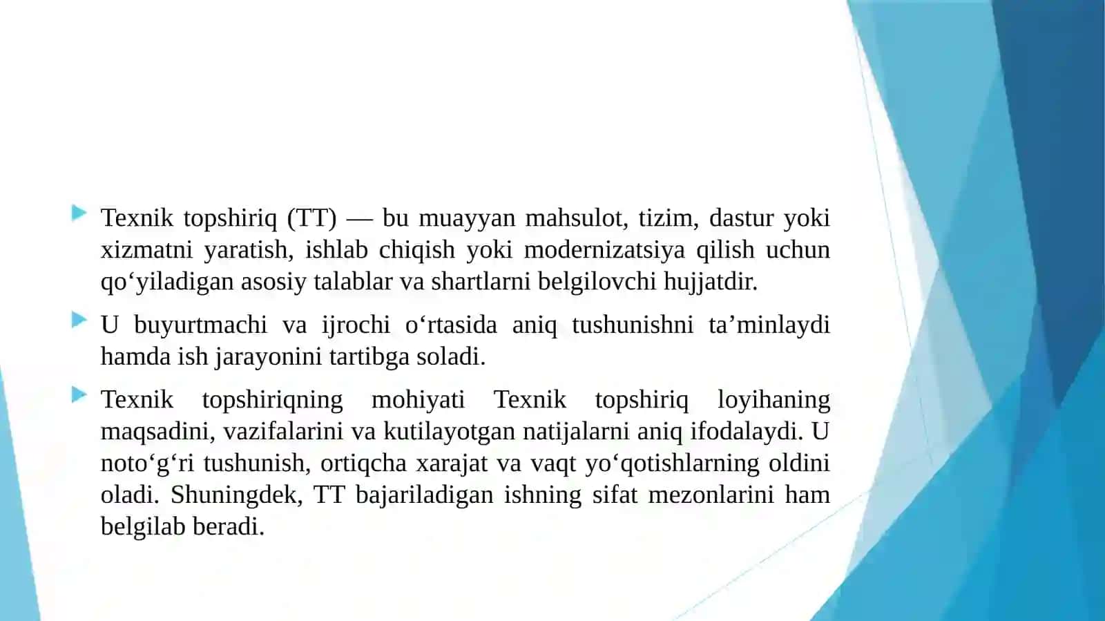 Texnik topshiriq va talablarni shakllantirish 3