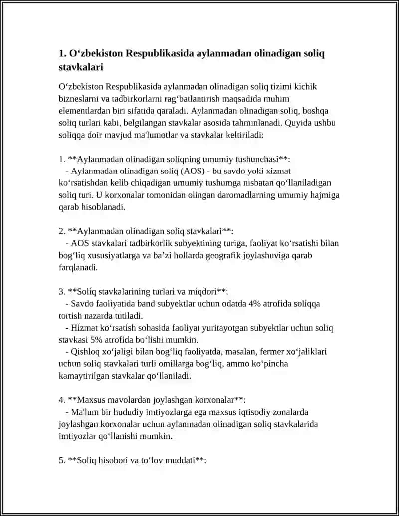 AYLANMADAN OLINADIGAN SOLIQNI STAVKALARI 3